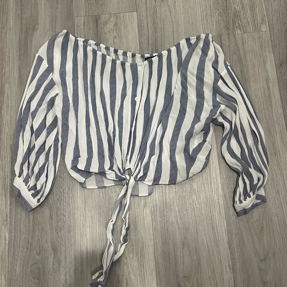 Striped Blue and White Women's Top